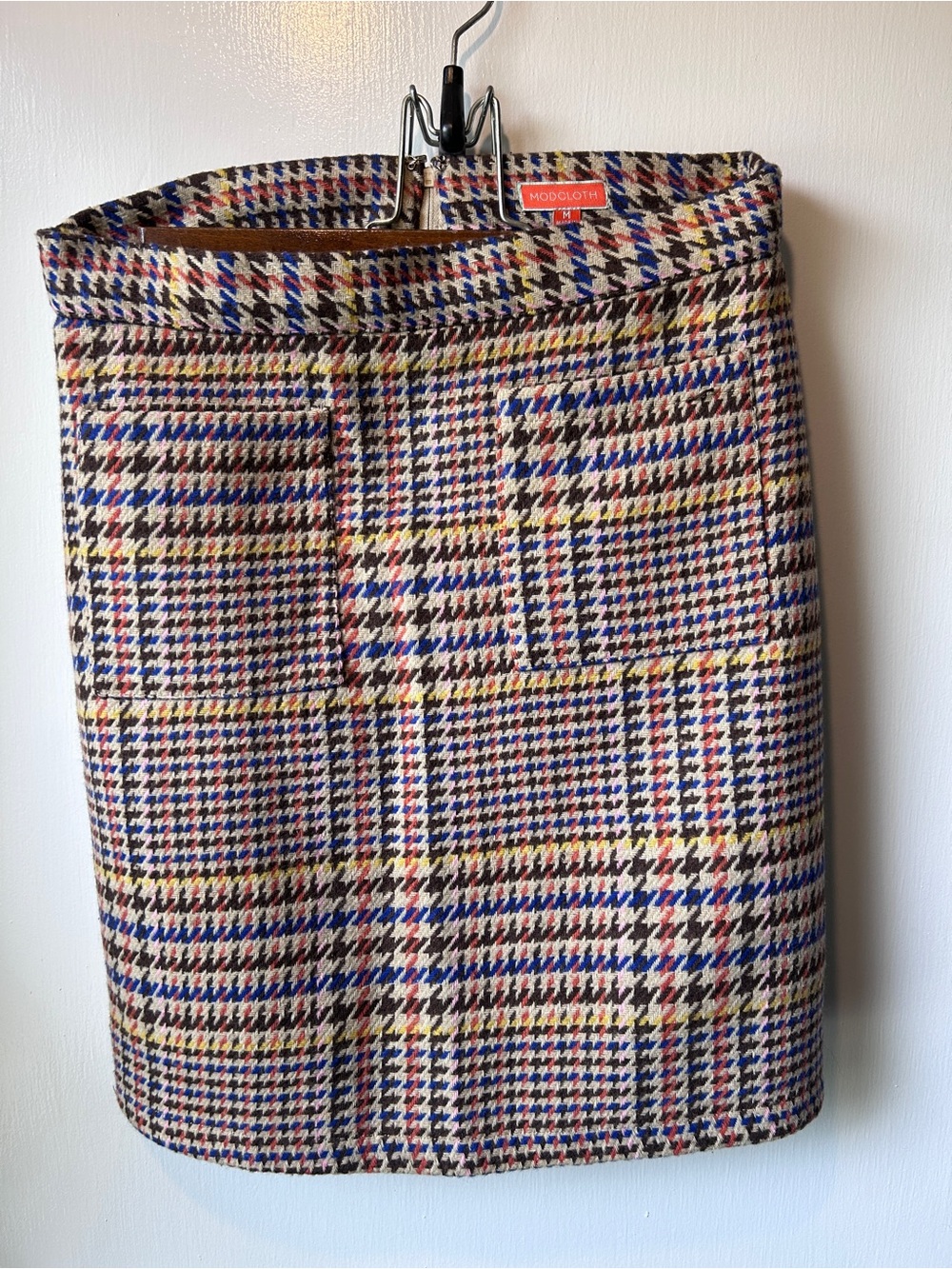 Modcloth Multicolor Houndstooth Plaid Pencil Skirt